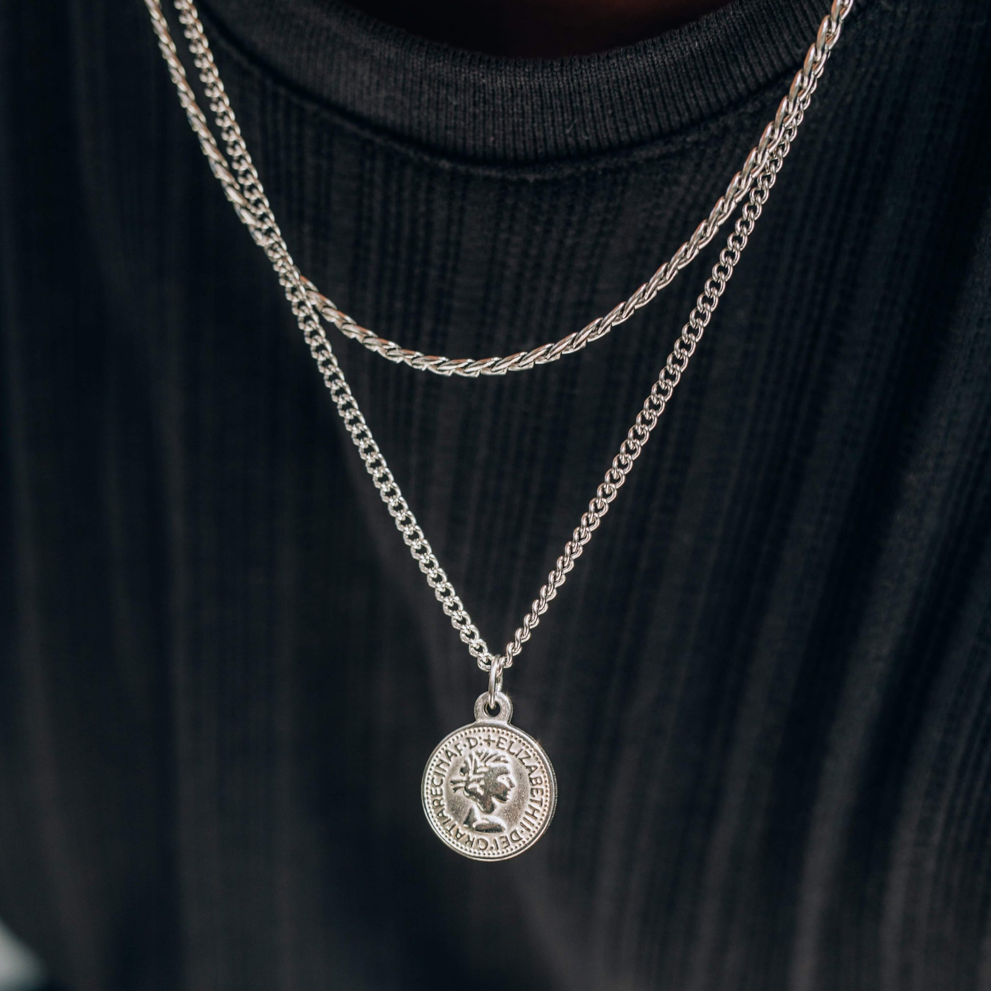 Silver Coin Pendant Necklace For Men or Women - Boutique Wear RENN