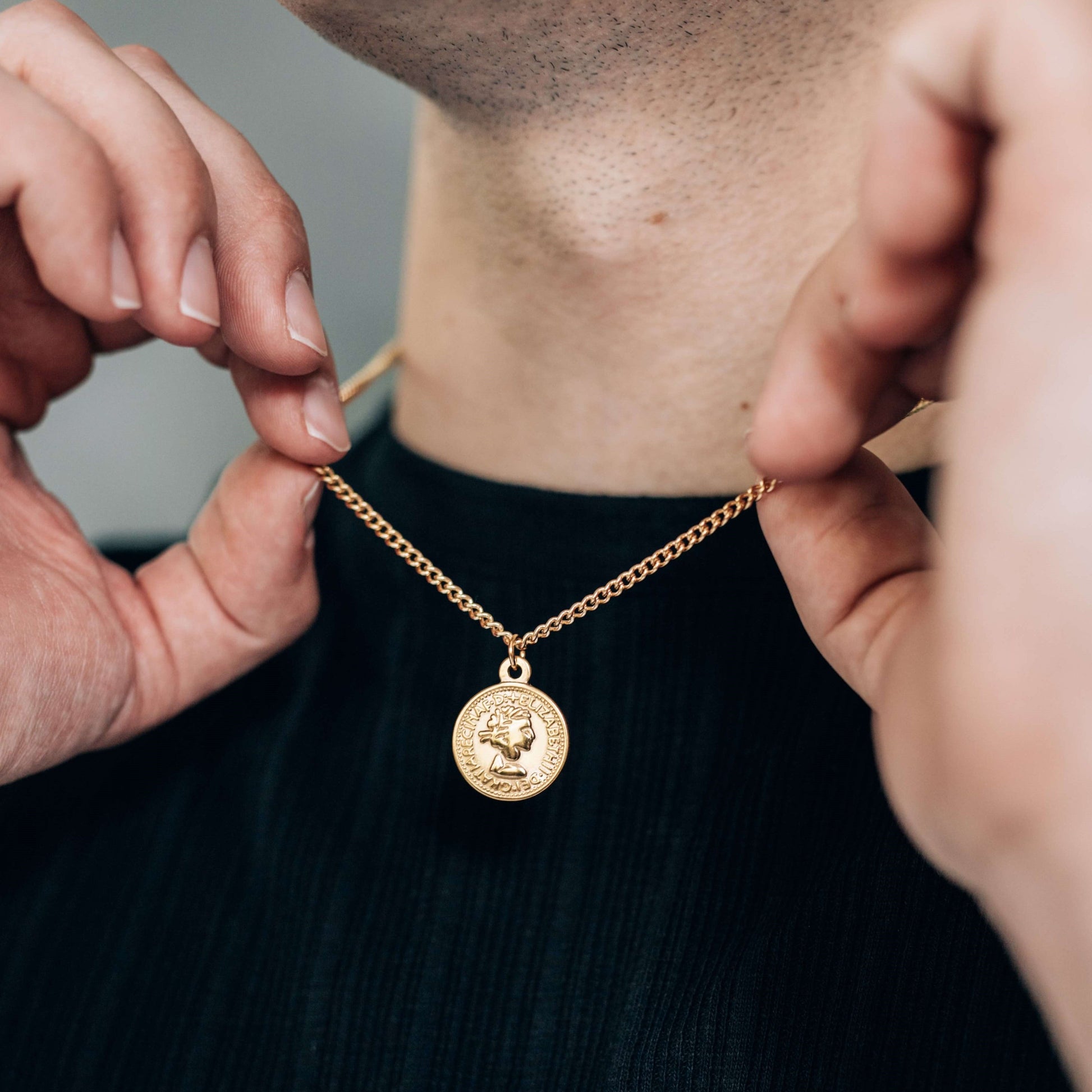 Gold Coin Pendant Necklace For Men or Women - Necklace - Boutique Wear RENN