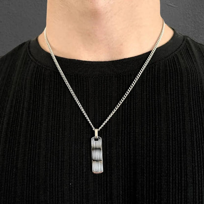 Silver Bar Rectangle Bar Pendant Necklace
