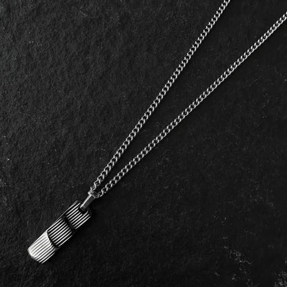 Silver Bar Rectangle Bar Pendant Necklace