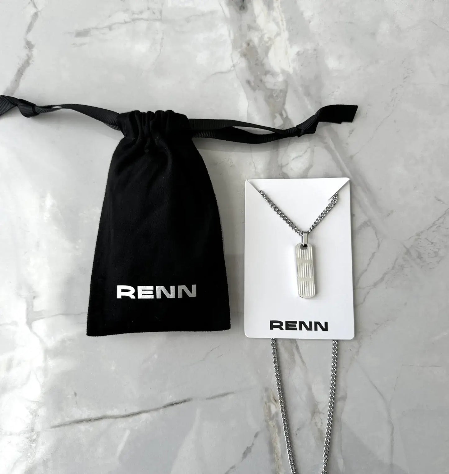 Silver Bar Rectangle Bar Pendant Necklace