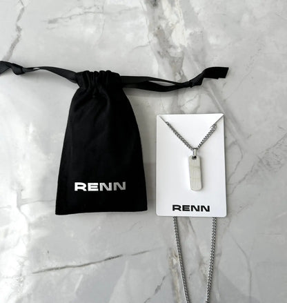 Silver Bar Rectangle Bar Pendant Necklace