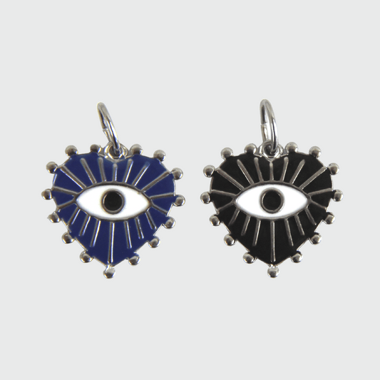 Silver Stainless Steel Black or Blue Evil Eye Heart Pendant For Women - Pendant - Boutique Wear RENN