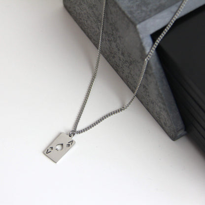 Silver Ace Of Spade Playing Card Pendant Necklace Curb Chain For Men or Women - Necklace - Boutique Wear RENN