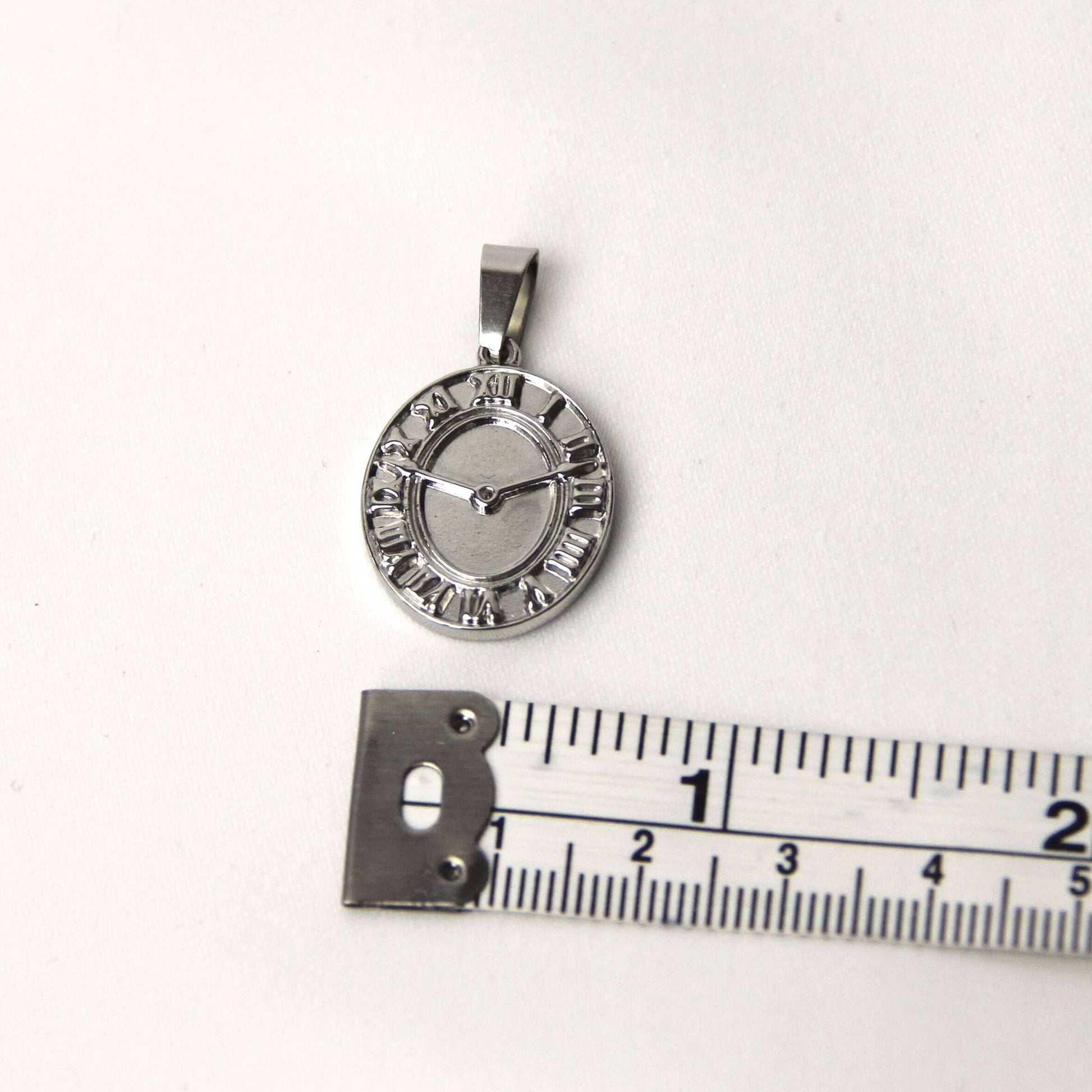 Silver Stainless Steel Clock Pendant For Men - Pendant - Boutique Wear RENN