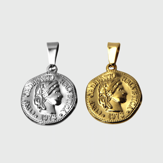 Silver or Gold Stainless Steel Coin Pendant For Men or Women - Pendant - Boutique Wear RENN