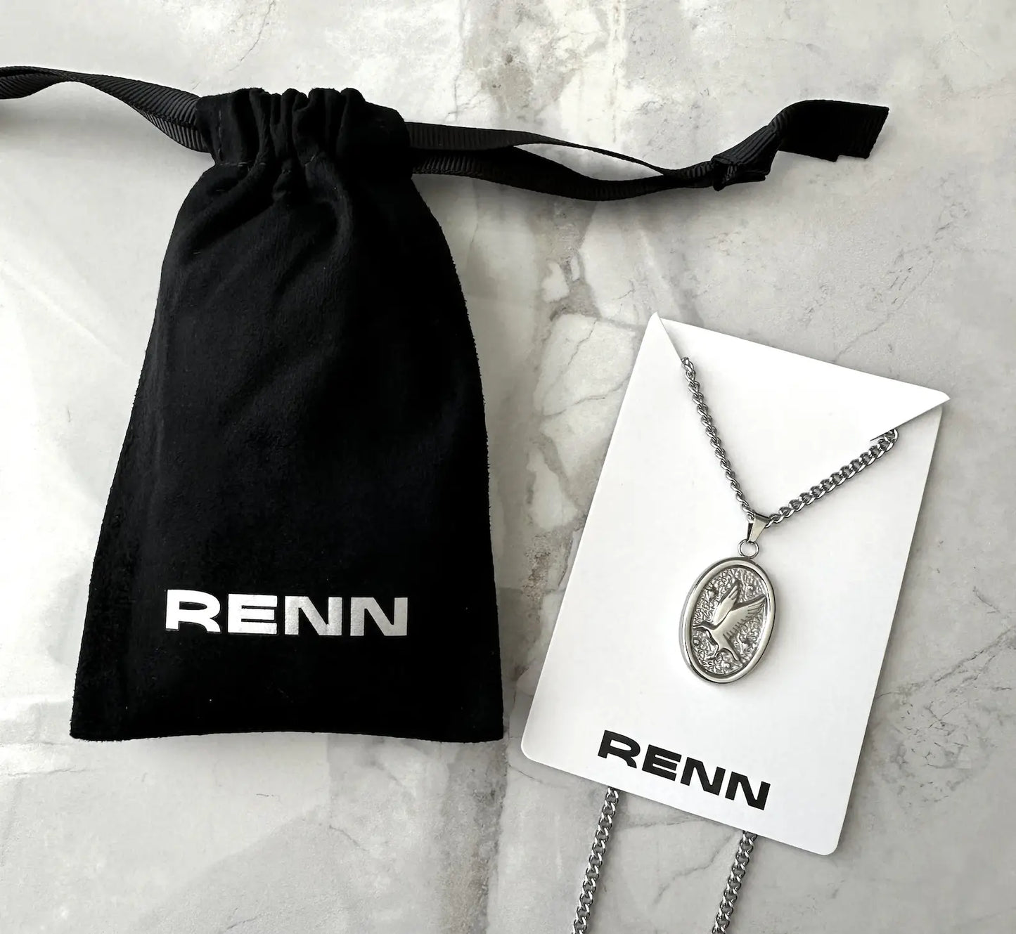 Silver Oval Dove Pendant Necklace
