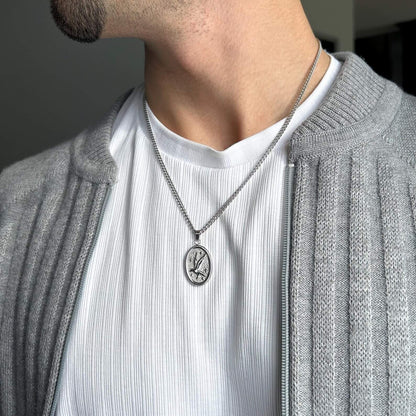 Silver Oval Dove Pendant Necklace