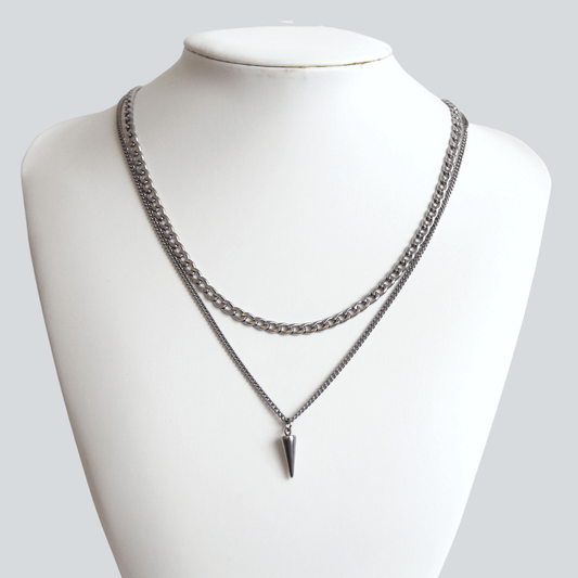 Silver Necklace Set For Men : 6mm Curb Chain and Lock Pendant Necklace –  Boutique Wear RENN