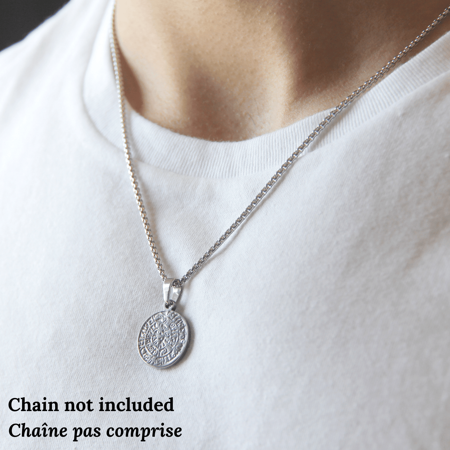 Silver Stainless Steel Coin Pendant For Men - Boutique Wear RENN