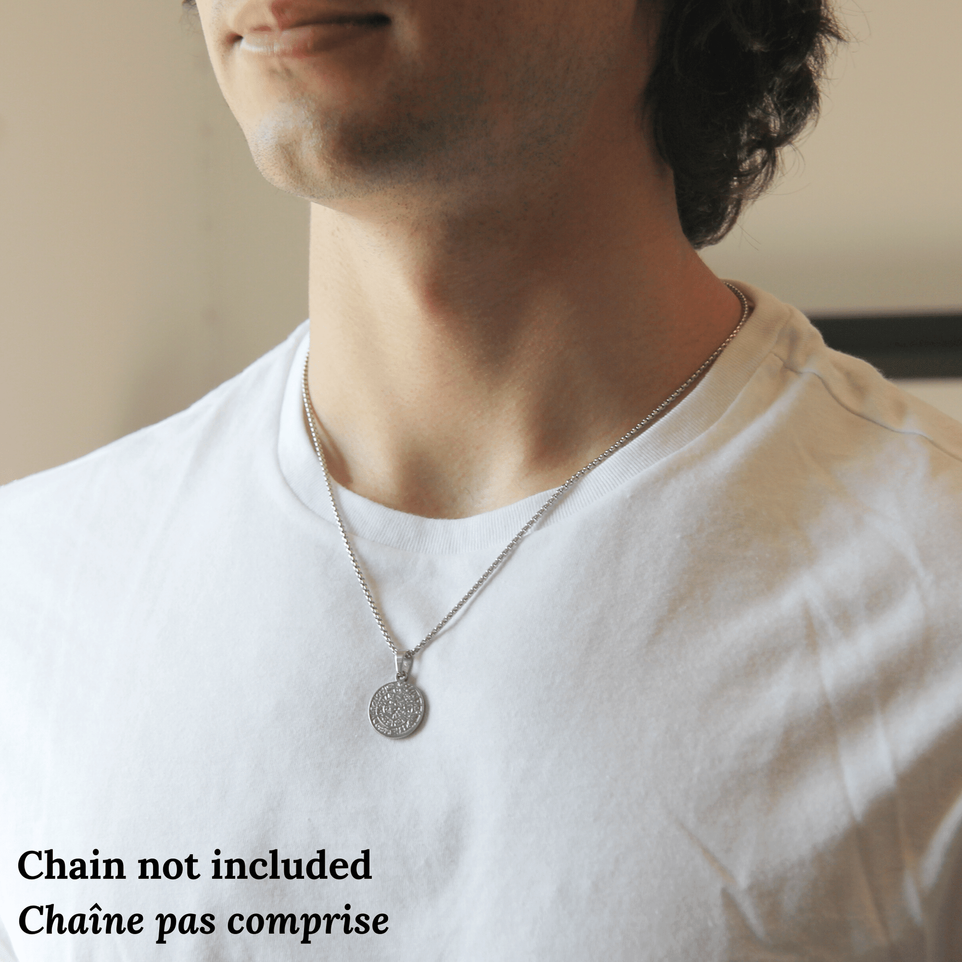 Silver Stainless Steel Coin Pendant For Men - Boutique Wear RENN