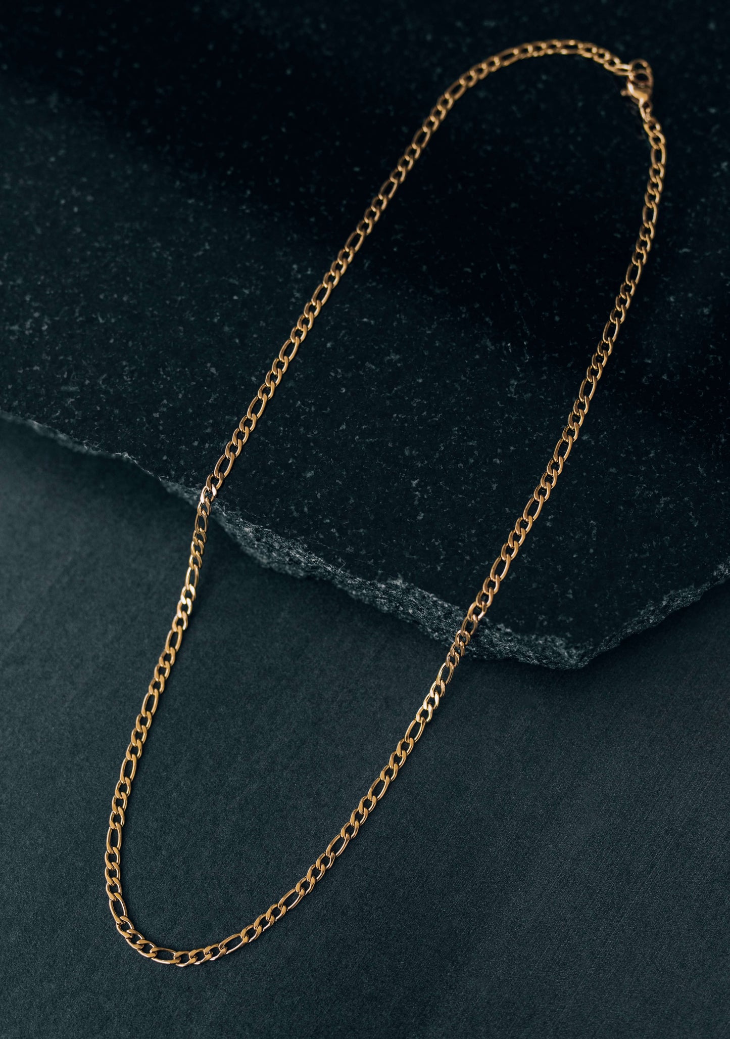 Gold 3mm Figaro Chain Necklace For Women or Men