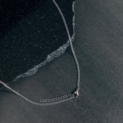 Silver Bar Rectangle Bar Pendant Necklace