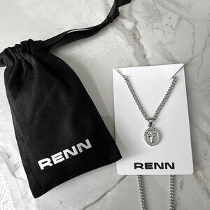 Silver Oval Small Cross Pendant Necklace