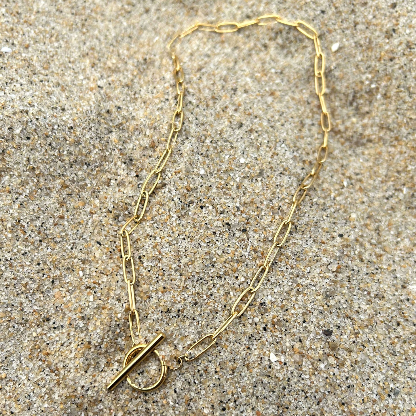 Gold Toggle Necklace 4mm Paperclip Chain For Women or Men - Necklace - Boutique Wear RENN