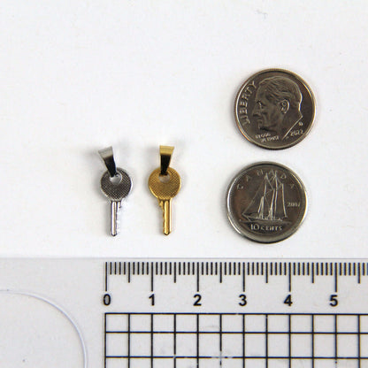 Silver or Gold Stainless Steel Key Pendant For Men or Women - Boutique Wear RENN