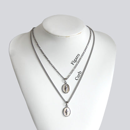 Silver Lightning Bolt Pendant Necklace - Boutique Wear RENN