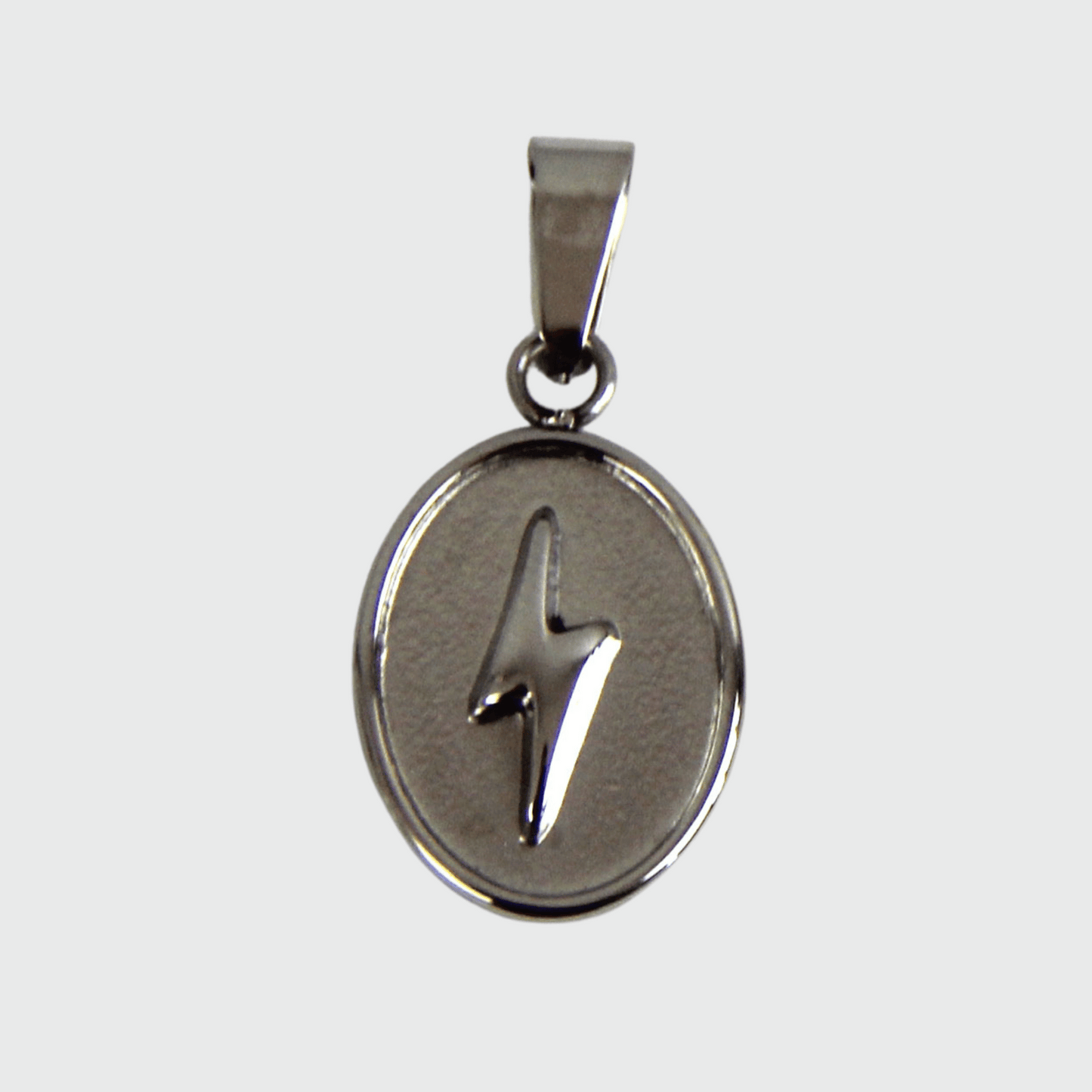 Silver or Gold Stainless Steel Oval Lightning Bolt Pendant - Boutique Wear RENN