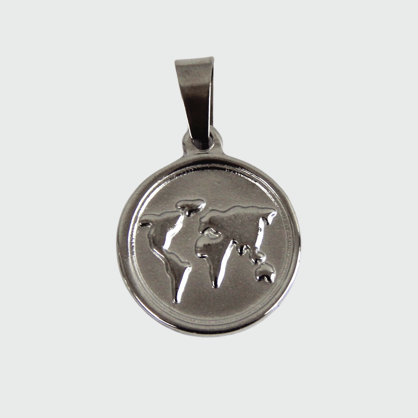 Silver or Gold Stainless Steel World Map Pendant - Boutique Wear RENN