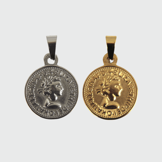 Silver or Gold Stainless Steel Coin Pendant For Men or Women
