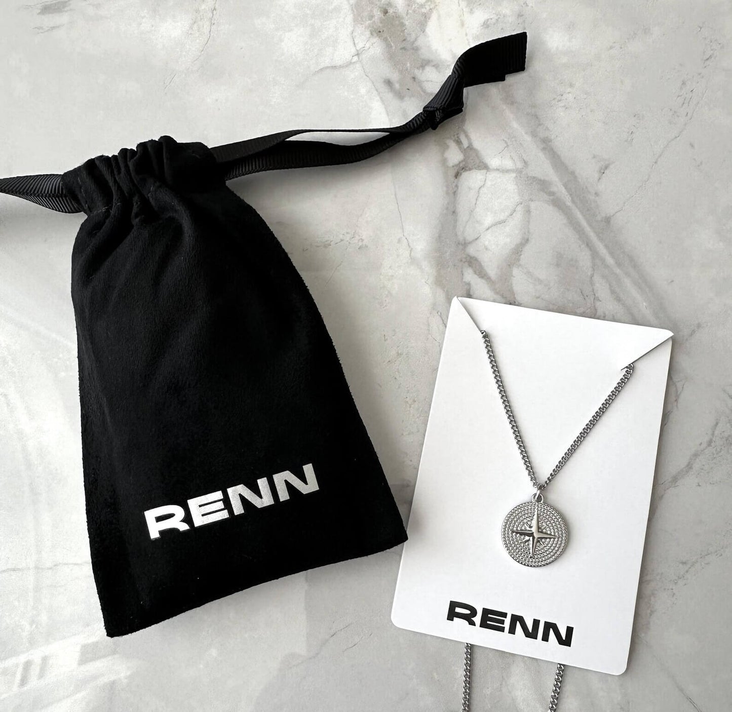Silver Round Star Pendant Necklace