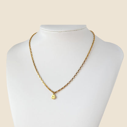 Gold Smiley Face Chart Necklace For Women - Boutique Wear RENN