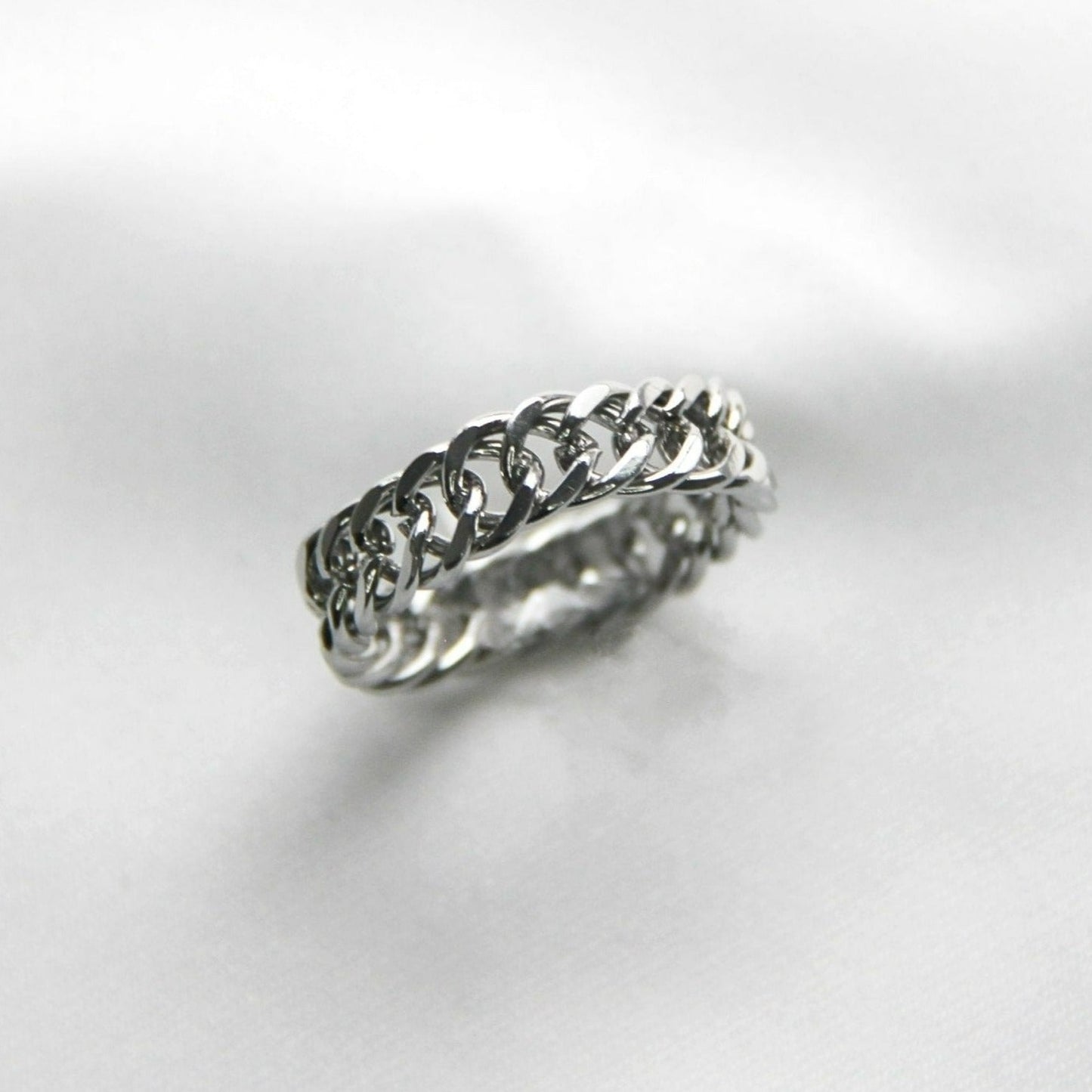 Chunky Silver 5mm Cuban Chain Ring For Women or Men - Boutique
