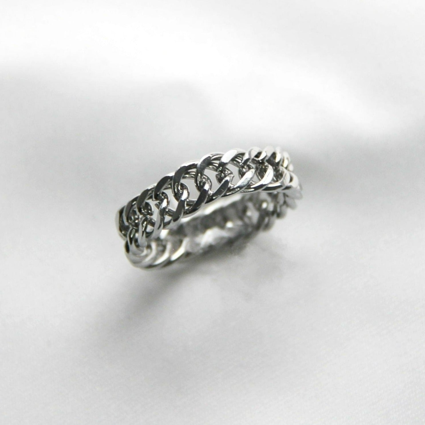 Chunky Silver 5mm Cuban Chain Ring For Women or Men - Ring - Boutique Wear RENN