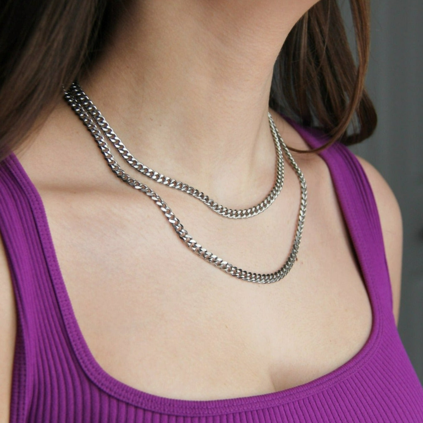 Silver 5mm Curb Chain Necklace 15