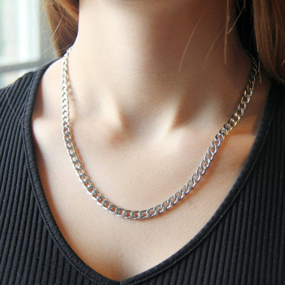 Chunky Silver 6mm Curb Chain Necklace For Men or Women - Necklace - Boutique Wear RENN