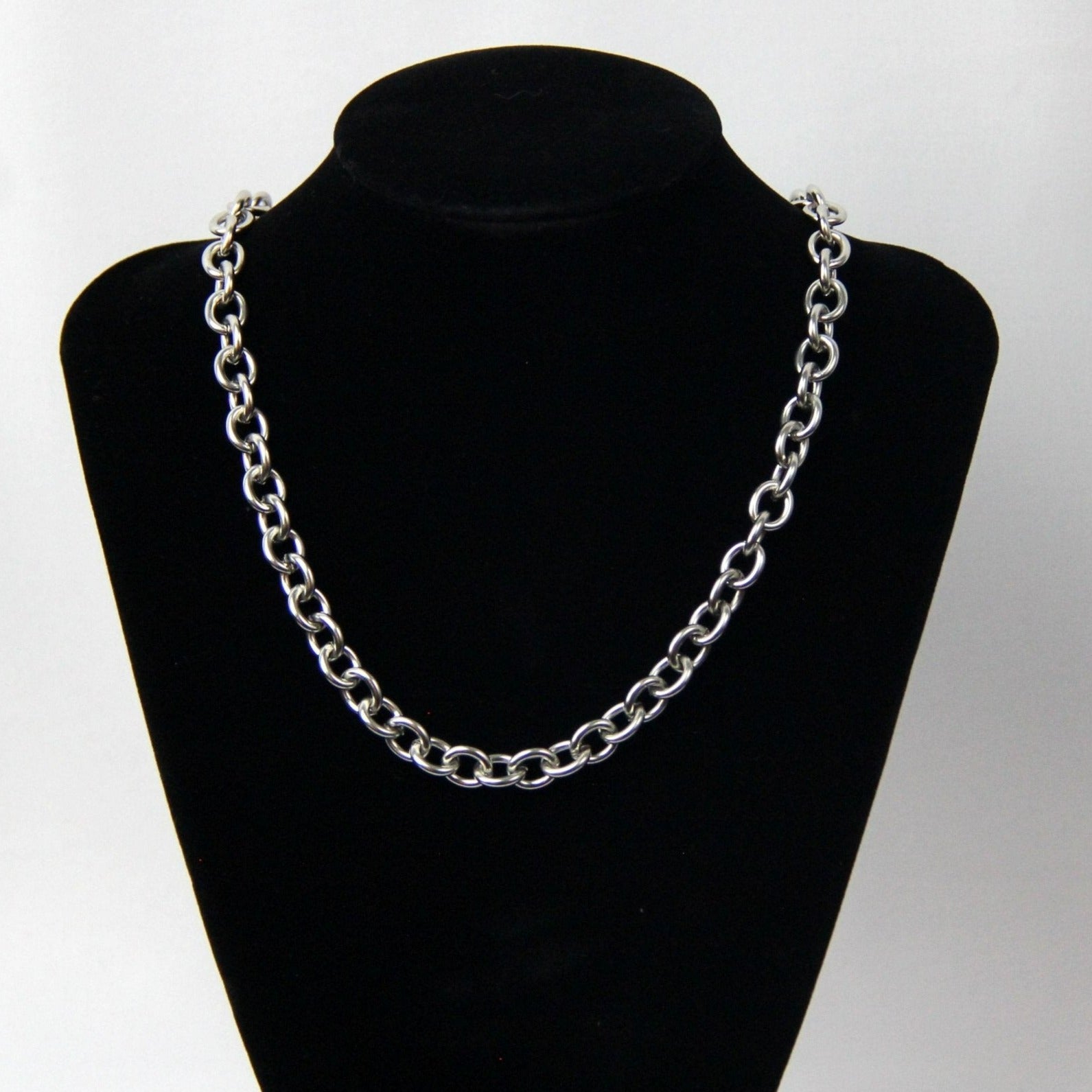 Chunky Silver 8mm Rolo Chain Necklace For Men or Women