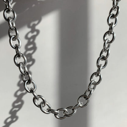 Chunky Silver 8mm Rolo Chain Necklace For Men or Women - Necklace - Boutique Wear RENN