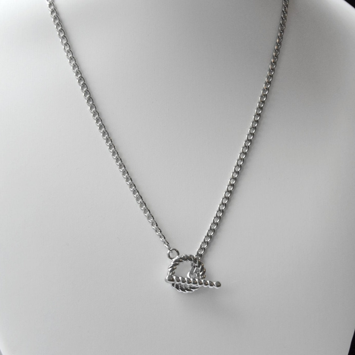 Classy Silver Croissant Toggle Necklace For Women