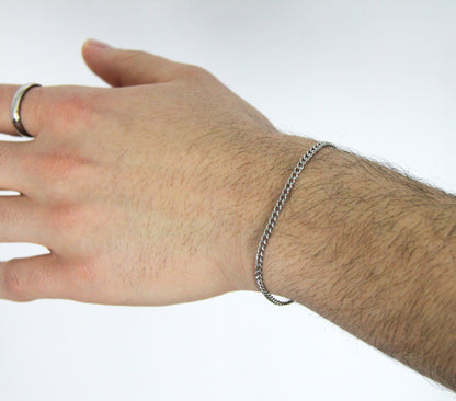 Dainty 3mm Silver Cuban Curb Chain Bracelet or Anklet For Men or Women - Bracelet - Boutique Wear RENN