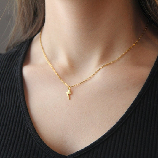 Dainty Gold Lightning Bolt Pendant Necklace For Women - Necklace - Boutique Wear RENN