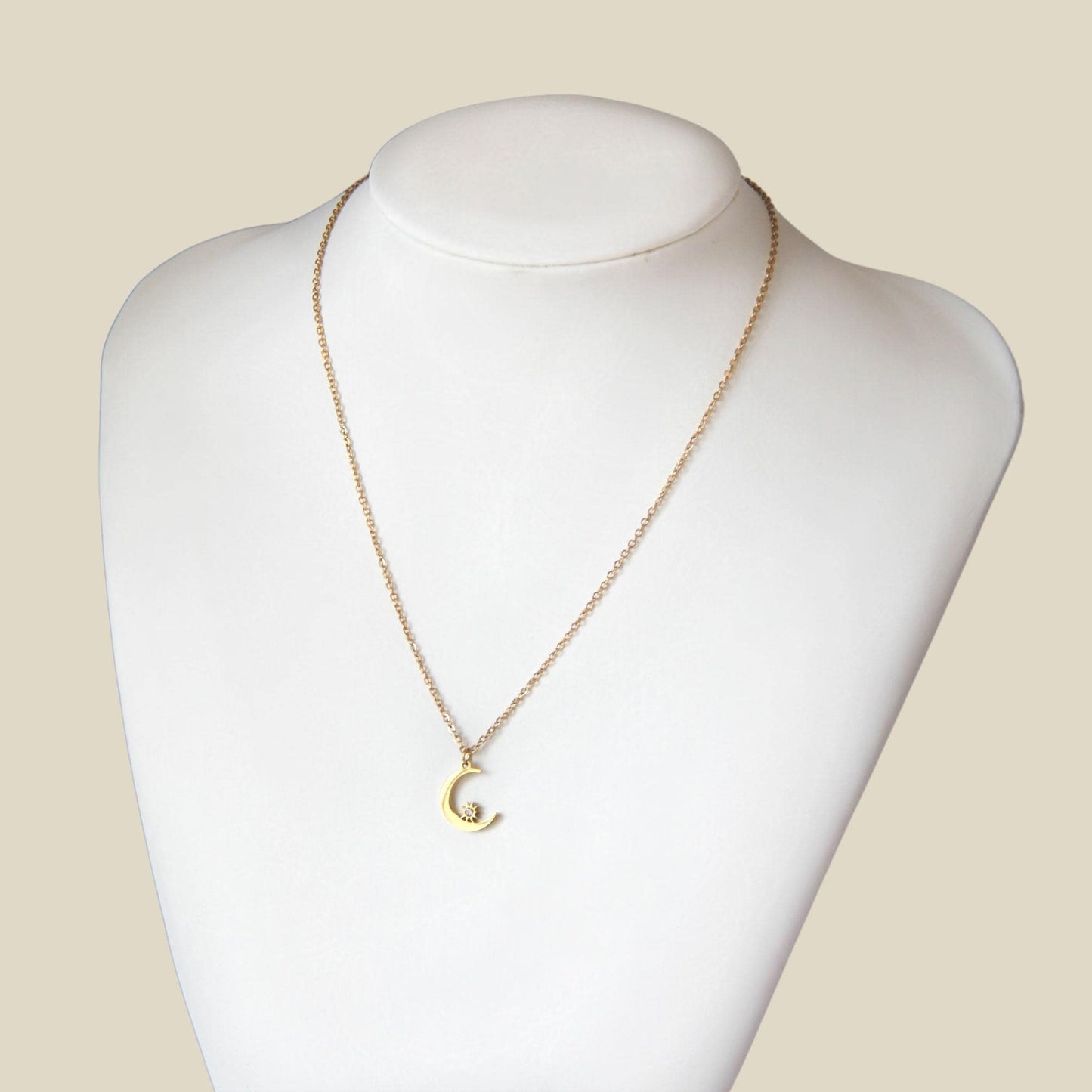 Dainty Gold Moon and Star Pendant Necklace For Women - Necklace - Boutique Wear RENN