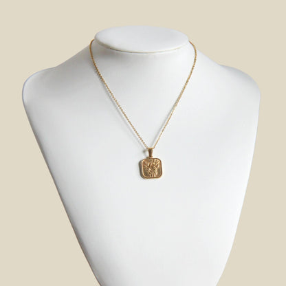 Dainty Gold Rose Flower Square Pendant Necklace For Women - Necklace - Boutique Wear RENN