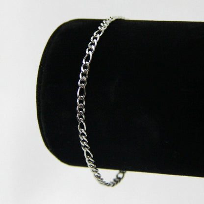 Dainty Silver 3mm Figaro Chain Bracelet or Anklet For Men or Women - Bracelet - Boutique Wear RENN