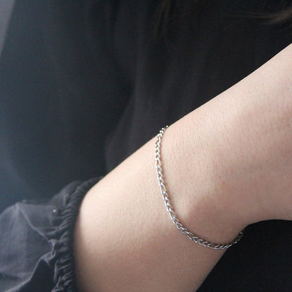 Dainty Silver 3mm Figaro Chain Bracelet or Anklet For Men or Women - Bracelet - Boutique Wear RENN