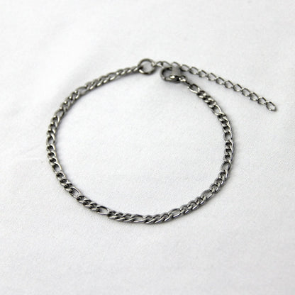 Dainty Silver 3mm Figaro Chain Bracelet or Anklet For Men or Women - Bracelet - Boutique Wear RENN