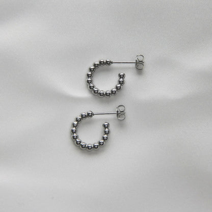 Dainty Silver Bubble Round Hoops Earrings For Women - Earrings - Boutique Wear RENN