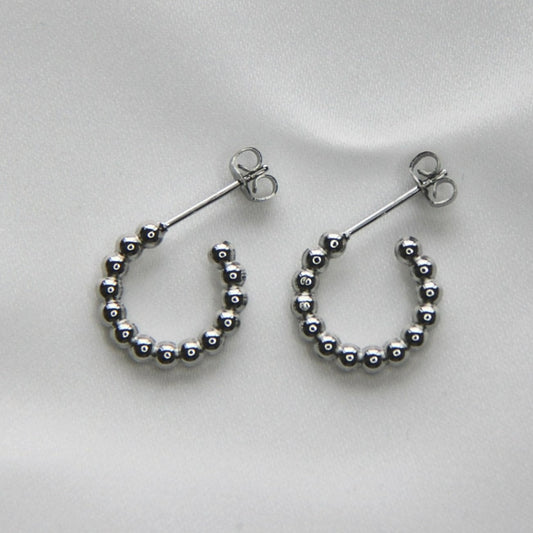 Dainty Silver Bubble Round Hoops Earrings For Women - Earrings - Boutique Wear RENN