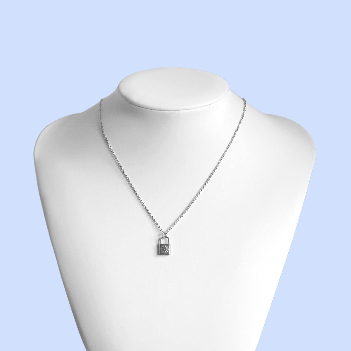 Dainty Silver Lock Star Pendant Necklace For Women - Necklace - Boutique Wear RENN