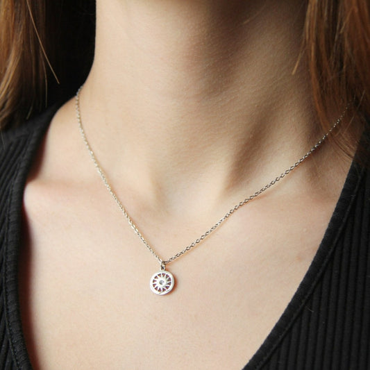 Dainty Silver Star Round Pendant Necklace For Women - Necklace - Boutique Wear RENN