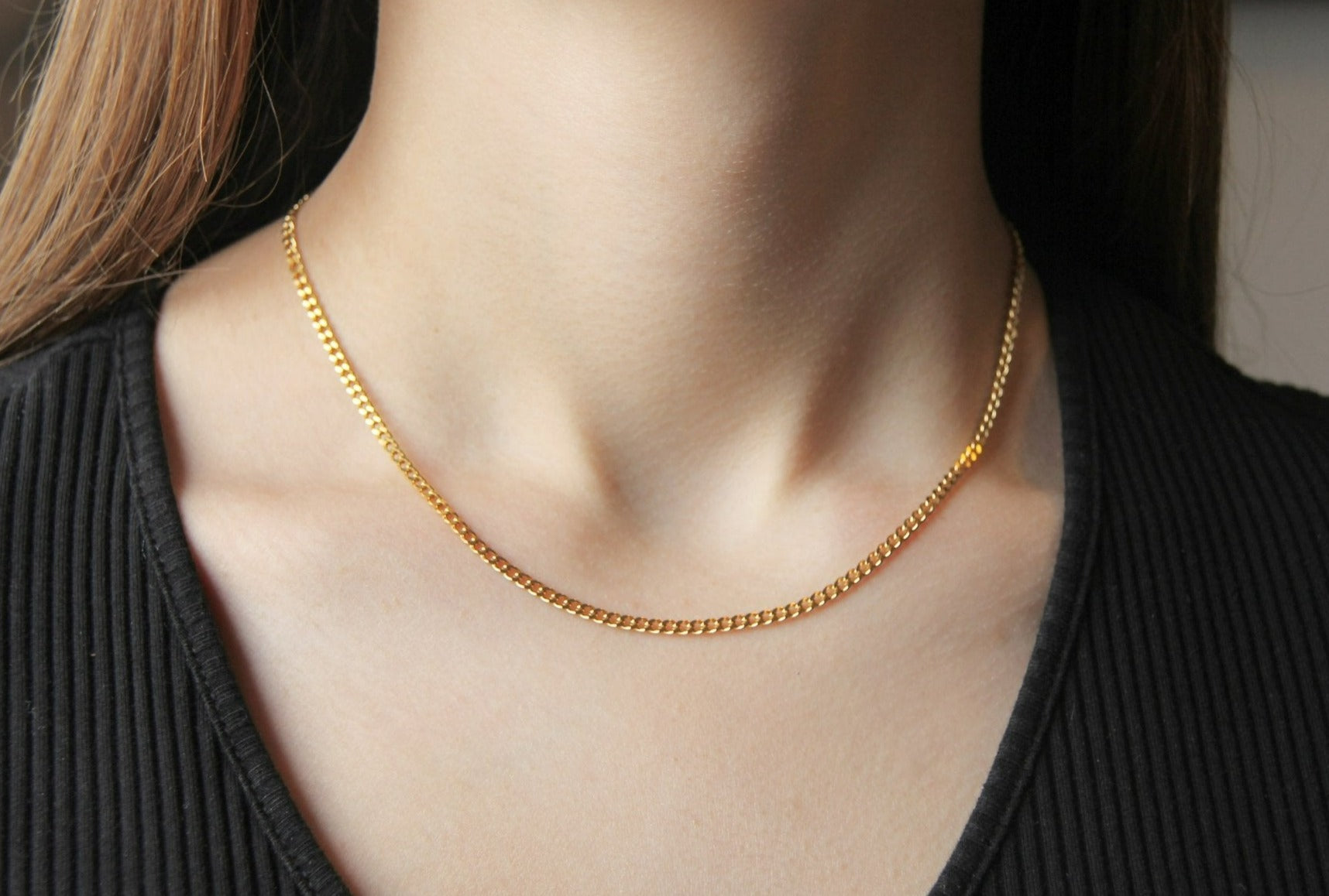 Quincy 14K Yellow Gold Diamond Cut Curb Chain Necklace | Gage Diamonds