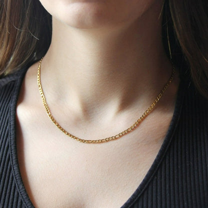 Gold 3mm Figaro Chain Necklace For Women or Men - Necklace - Boutique Wear RENN