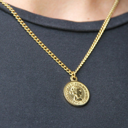 Gold Coin Pendant Necklace For Men or Women - Necklace - Boutique Wear RENN