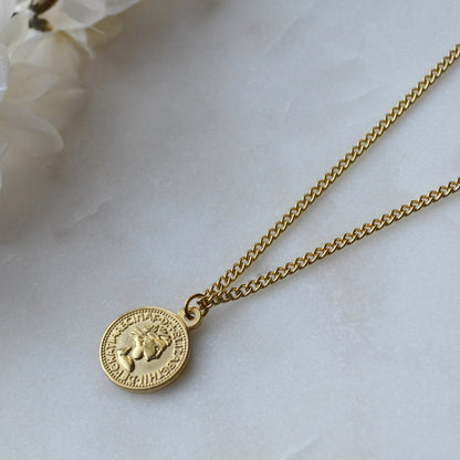 Gold Coin Pendant Necklace For Men or Women - Necklace - Boutique Wear RENN