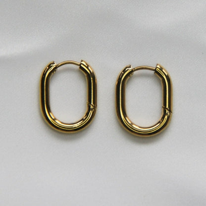 Gold Oval Hoop Earrings For Women - Boutique Wear RENN