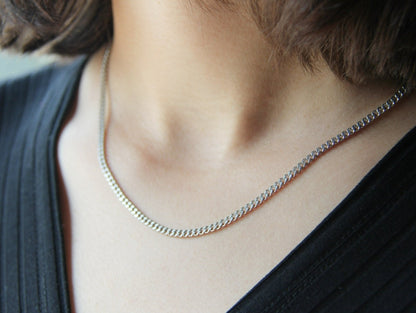 Silver 3mm Cuban Curb Chain Necklace For Men or Women - Necklace - Boutique Wear RENN
